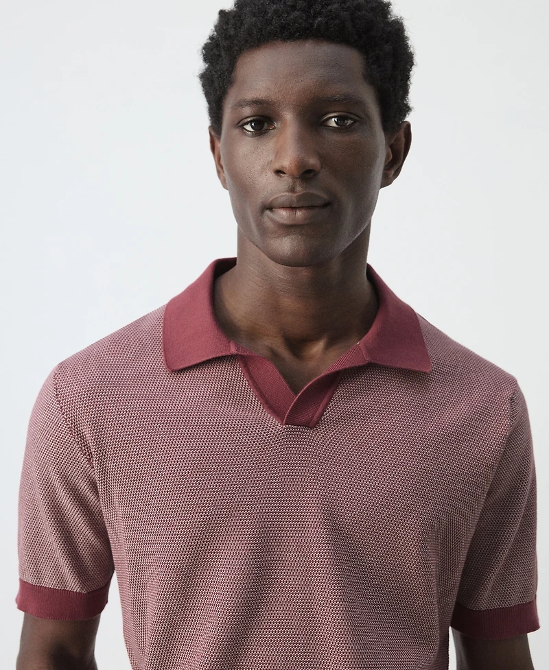 Mango Men's Combined Knit Polo Shirt