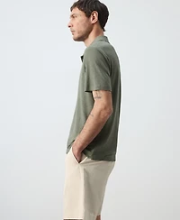 Mango Men's Slim Fit Linen Blend Polo Shirt
