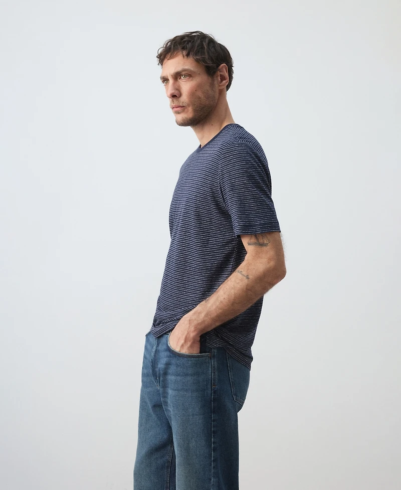 Mango Men's Striped Slim-Fit Linen T-Shirt