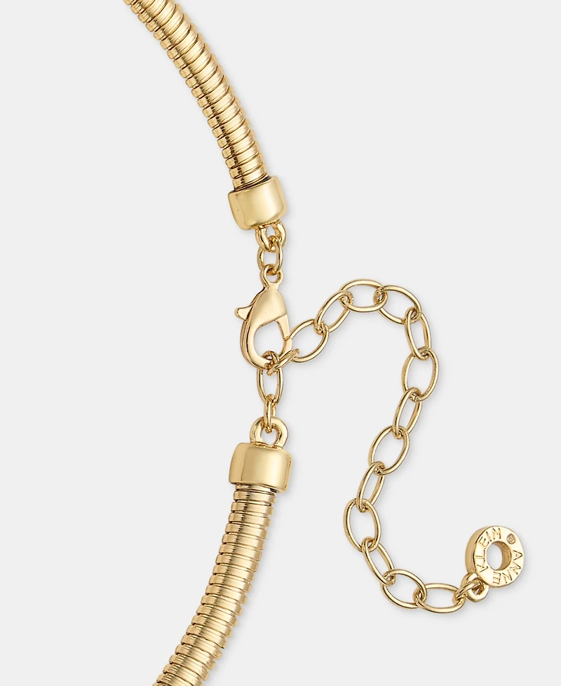 Anne Klein Gold-Tone Omega Chain Faux Imitation Pearl Pendant Necklace