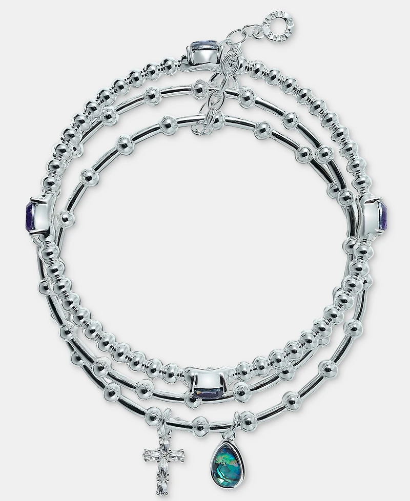Anne Klein Cross Charm Stretch Bracelets, 3-Piece Set