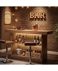 Tribesigns 63-Inch Bar Table, 2-Tier Farmhouse Counter Height Pub Table with Storage Shelves, High Top Bar Unit