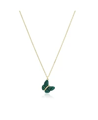 The Lovery Asymmetrical Malachite Butterfly Necklace 14K Gold-Plated Sterling Silver
