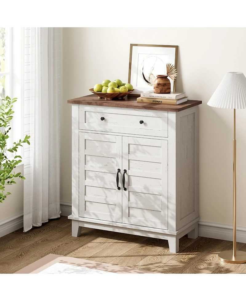 gaomon Farmhouse 3-Tier Storage Cabinet with 7-Level Adjustable Shelves