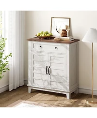 gaomon Farmhouse 3-Tier Storage Cabinet with 7-Level Adjustable Shelves