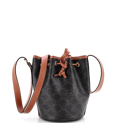 Pre-Owned Celine Small Drawstring Bucket Bag Triomphe Coated Canvas