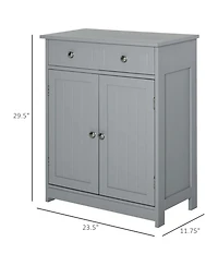 Clihome Freestanding Entryway Cabinet, Grey Mdf Storage Cabinet with Adjustable Shelf, 1 Cabinet and 2 Drawers