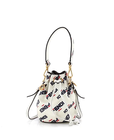 Pre-Owned Fendi Mini Mania Logo Mon Tresor Bucket Bag Printed Leather