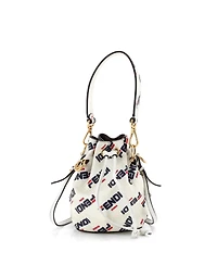 Pre-Owned Fendi Mini Mania Logo Mon Tresor Bucket Bag Printed Leather