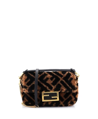 Pre-Owned Fendi Mini Baguette Nm Bag Zucca Shearling