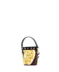 Pre-Owned Fendi Mini x Versace Fendace Mon Tresor Bucket Bag Quilted Printed Zucca Silk