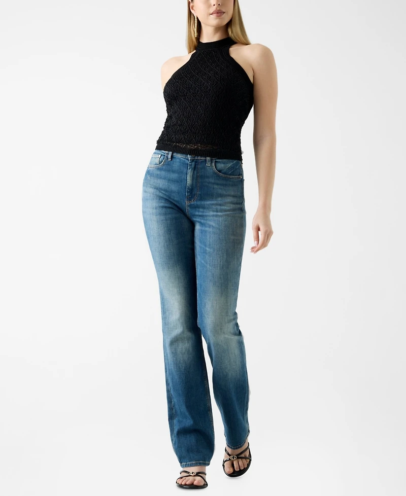Guess Women's Sleeveless Pointelle Stitch Serina Lurex Sweater