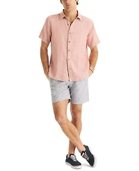 Nautica Men's Classic-Fit Solid Linen Short-Sleeve Shirt