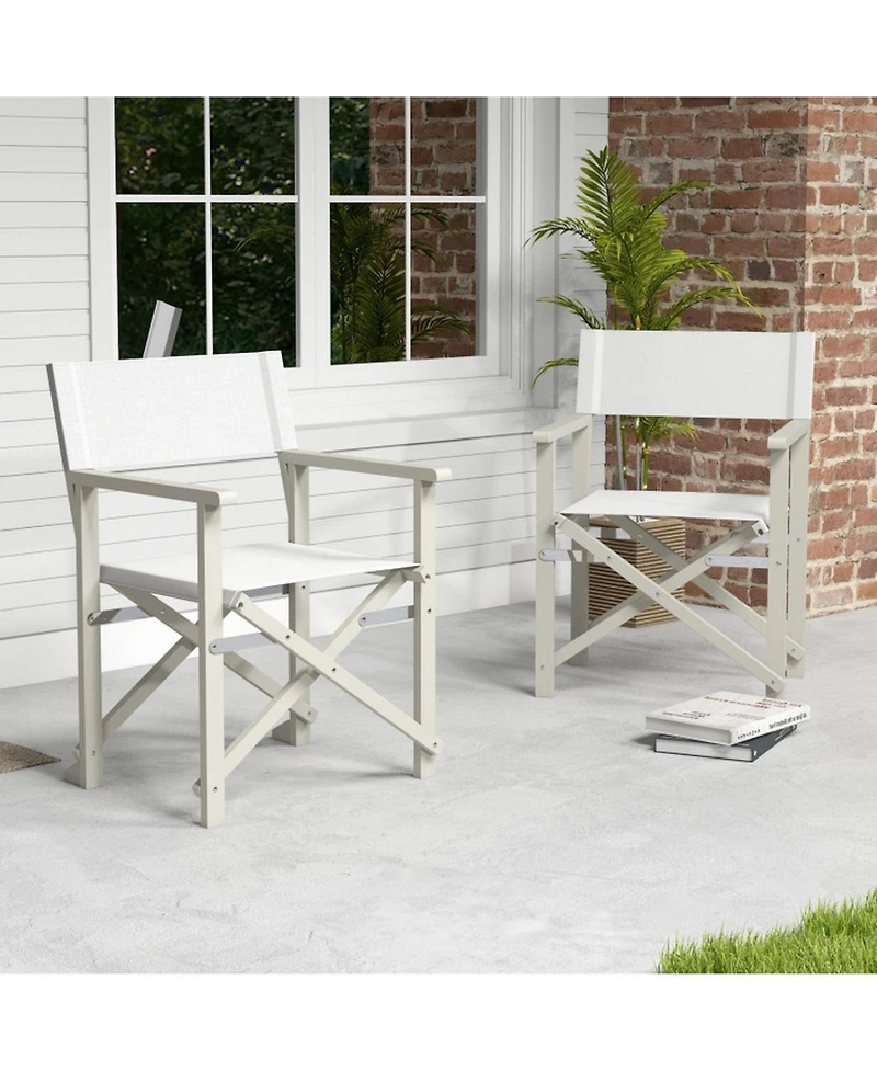 Sugift Folding Director Chair with Acacia Wood Frame and Washable Oxford Fabric