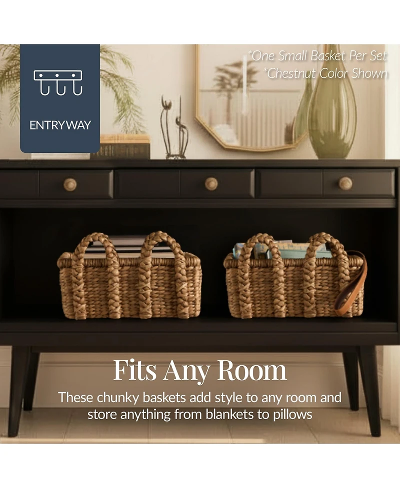 Best Choice Products 3PC Water Hyacinth Chunky Basket Set