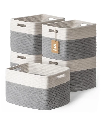 Gnuadz 5 Pack Woven Storage Baskets Cotton Rope Organizer Gift Basket