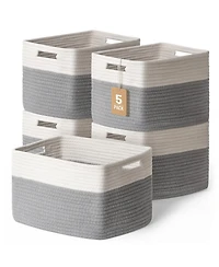 Gnuadz 5 Pack Woven Storage Baskets Cotton Rope Organizer Gift Basket