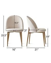 Maison Boucle Fabric Upholstered Dining Chairs Set of 2, Armless Modern Side Chairs