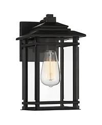 John Timberland North House Mission Outdoor Wall Light Fixture Metal Clear Glass Panels for Post Exterior Barn Deck House Porch Yard