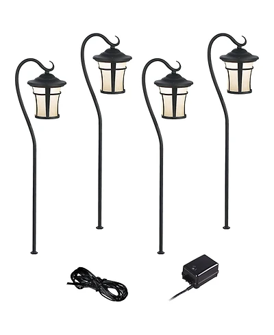 John Timberland Carriage Style High Mission 6-Piece Outdoor Landscape Path Light Set Porch Led Bulb Textured Finish