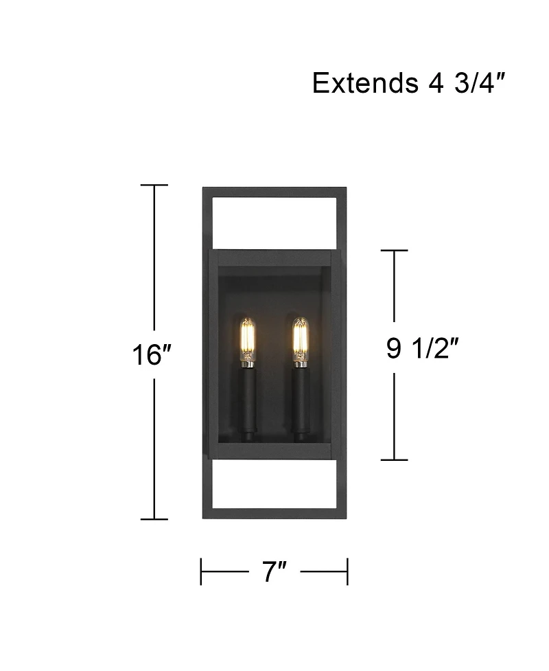 Possini Euro Design Possini Euro Jerry Sand Black 2Lt Marine Grade Outdoor Wall Light