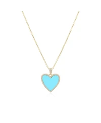 The Lovery Large Turquoise Cz Halo Heart Necklace 14K Plated