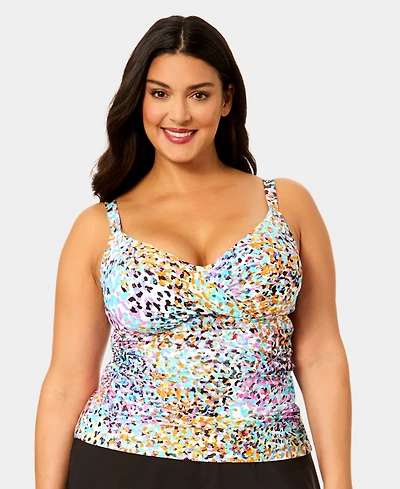 Anne Cole Plus Shirred Tankini Top