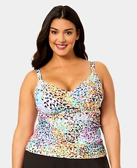 Anne Cole Plus Shirred Tankini Top