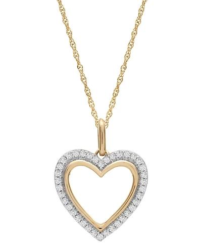 Macy's Diamond Heart Pendant Necklace (1/4 ct. t.w.) in 10k Yellow Gold