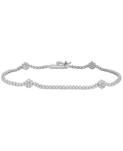Macy's Diamond Flower Bracelet (2 ct. t.w.) in 10k White Gold