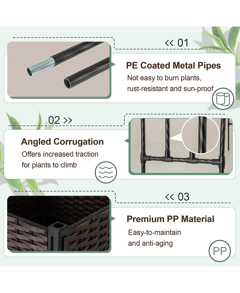 Gouun 6.6 feet Garden Arch Trellis with Planter Boxes and Lockable Wheels