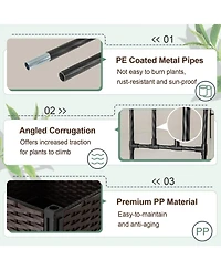 Gouun 6.6 feet Garden Arch Trellis with Planter Boxes and Lockable Wheels