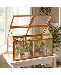 Gouun 40 x 21 x 28 inch Fir Wood Cold Frame with Adjustable Roof