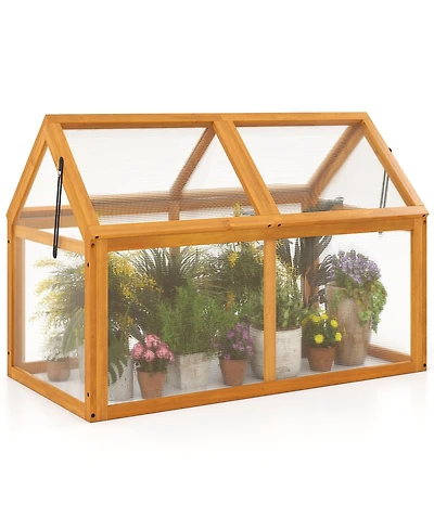 Gouun 40 x 21 x 28 inch Fir Wood Cold Frame with Adjustable Roof
