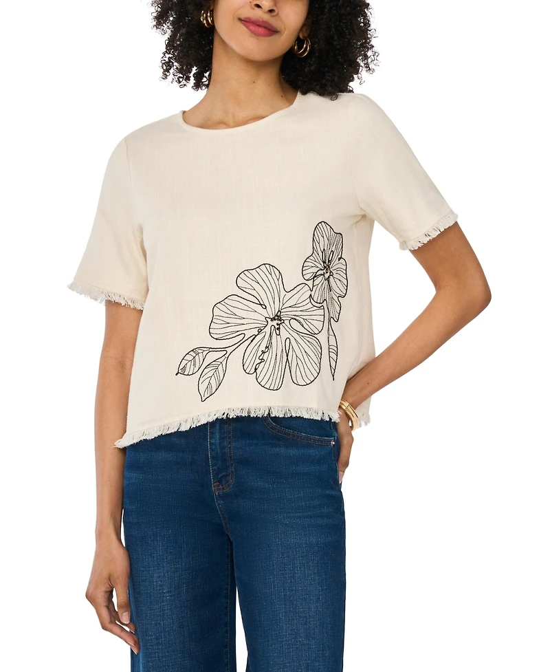 Vince Camuto Women's Short-Sleeve Crewneck Top