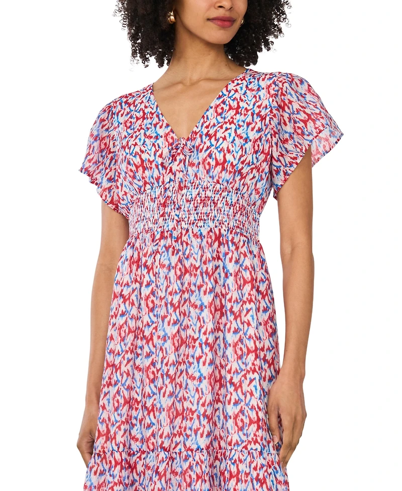 Vince Camuto Women's Flutter-Sleeve Smocked Waist Maxi Dress