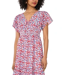 Vince Camuto Women's Flutter-Sleeve Smocked Waist Maxi Dress