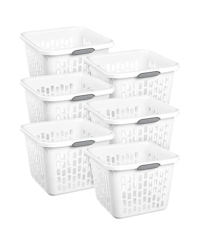 Sterilite Laundry Basket, 1.5 Bushel Plastic Hamper with Handles, 6 Pack
