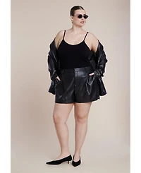 Eloquii Women's Plus Perforated Faux Leather Short