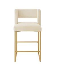 Rainsken 26" H Bar Stools Set of 2, Modern Fashion Counter Height Chairs with Square Open Backrest and Sturdy Iron Legs for Kitchen Island