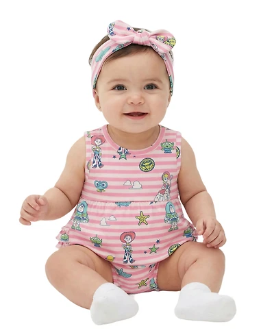 Disney Baby Girls' Toy Story Sunsuit with Headband, 2-Piece Set
