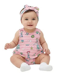 Disney Baby Girls' Toy Story Sunsuit with Headband, 2-Piece Set