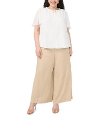 Vince Camuto Plus Tie Neck Short-Sleeve Top