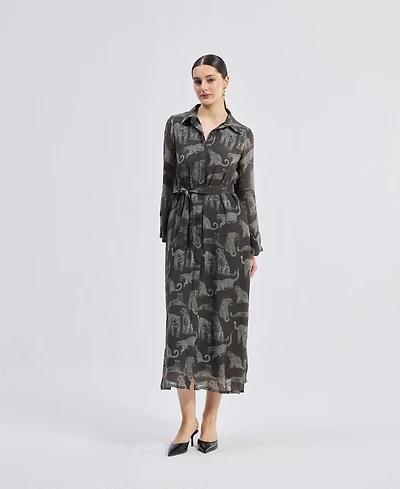 Reistor Women's Relaxed-fit Shirt Dress Animal Print