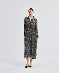 Reistor Women's Relaxed-fit Shirt Dress Animal Print