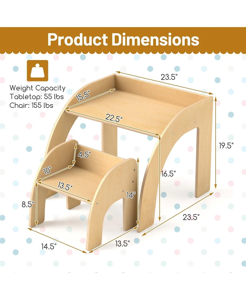 Kids Desk and Chair Set Wooded Toddler Table and Chair Set with Proper Height