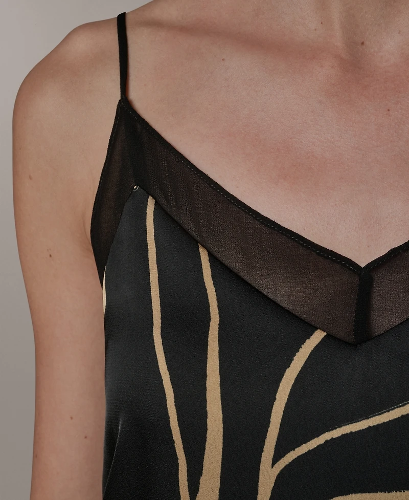 Donna Karan New York Women's Printed V-Neck Lace Trim Camisole