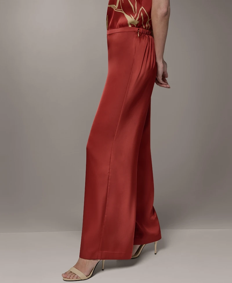 Donna Karan New York Women's Wide-Leg Mid-Rise Full Pants