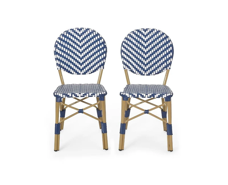 sumyeg French Style Outdoor Accent Chairs Set of 2 with Rattan and Bamboo Print