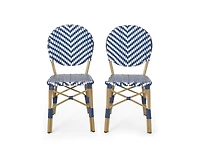 sumyeg French Style Outdoor Accent Chairs Set of 2 with Rattan and Bamboo Print